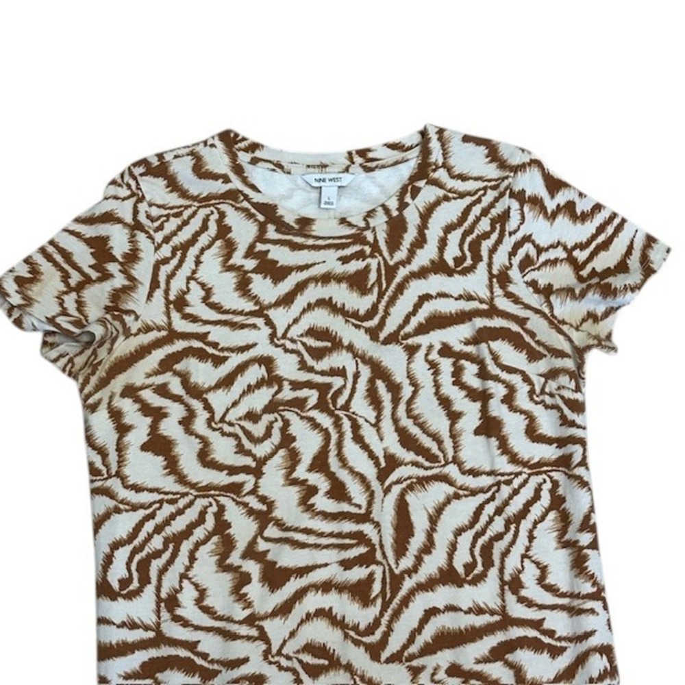 Nine West Midi Dress Brown Zebra Print Casual T-Shirt Dress‎ Large - Picture 5 of 12